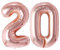 Vthoviwa 32 Zoll Luftballon Zahlen 20 Rosegolden, Number Luftballon 20. Geburtstag Foil Ballon, 0123456789,10-19,20-25,30,40,50,60,70,80,90, Folienballon 20 Party Dekoration