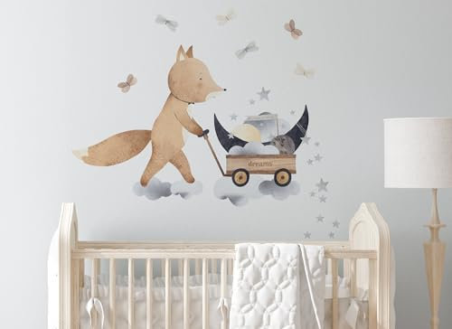 Osomhome - Wandtattoo Kinderzimmer - Wandtattoo Fuchs [90x70cm] | Wandtattoo Waldtiere, Wandtattoo Kinderzimmer Mädchen & Junge, Wandsticker Kinderzimmer, Wanddeko Babyzimmer | os2818