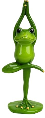 Yoga Frosch Figur Ornament - Harz Zen Meditation Statue in Baumhaltung - Entspannung Home Decor für Yoga-Raum, Wohnzimmer, Schreibtisch, Regal, Meditationsecke (Yoga Frosch D)