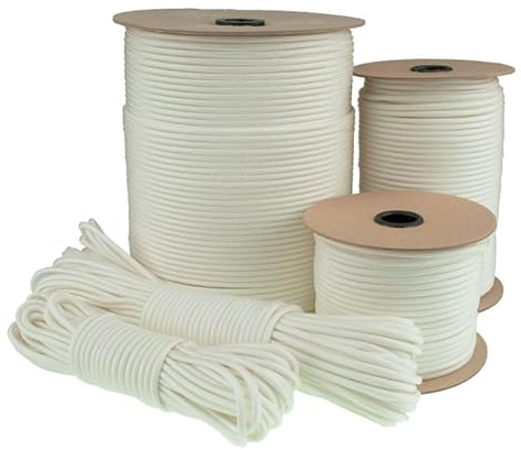 Abio Paracord 550 4mm 30m Nylon Seil Schnur Nylonschnur für Armbänder Abspannseile Camping Rope Wäscheleine Maurerschnur Zeltschnur für Army Ternnetz Survival Kit Ausrüstung White #007 4mm 30m