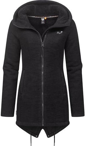 Ragwear Damen weiche Strickjacke Übergangsjacke mit Teddy-Fleece Wingi Melange YOUMODO Black Gr. L