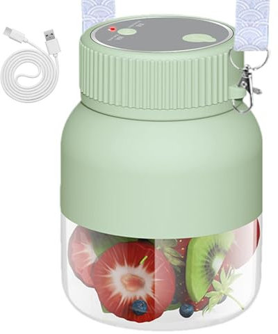 Exprimidor de verduras – Máquina de jugo de 800 ml, exprimidor de frutas portátil | Extractor de jugo recargable, máquina de jugo multifuncional para viajes en el gimnasio en casa, (rosa, verde) (4.49