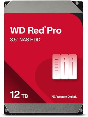 WD Red Pro 12TB NAS Hard Disk Interno 3,5 - 7200 RPM Clase, SATA 6 Gb/s, CMR, 512MB Cache