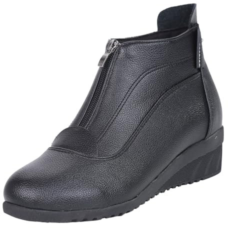 Und Bequem Damen Slipper Damen BarfußSchuhe Square Dance Schuhe für Frauen, weiche Sohlen, mittelhohe Absätze, sportliche Mütter mittleren und ältere Plateau Pumps Damen Ballerina Damen (Black, 34)