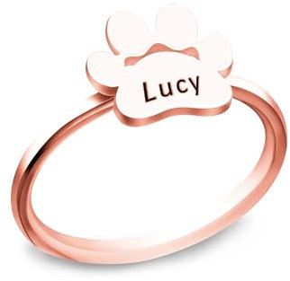 Personalisierte Name Hund Pfote Druck Ring Katze gravierte Name Ringe Puppy Ring Haustier Pfote Ring 18 K Gold Platte Anhänger für Männer Frauen 925 Sterling Silber Kreative Schmuck Geschenke