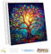 MEIYUDA Peinture par Numero Adulte avec Cadre Arbre de vie Coloré, DIY Peinture Acrylique pour Adultes Débutants Facile sur Toile Avec Peintures et Pinceaux Decoration Maison Cadeau 30x30cm