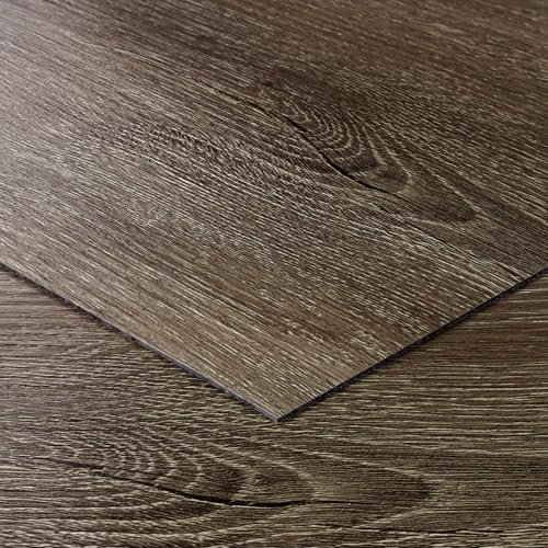 Livelynine Vinyl Floor, Self-Adhesive Wood Look, Oak PVC Flooring, Self-Adhesive Tile Look, 30 x 30 cm, 16 Tiles, Waterproof Laminate Flooring, Dark Floor Tiles, Self-Adhesive, Brown, Bathroom