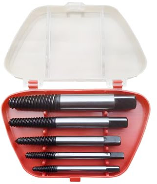 Screw Extractor Set, 5-Piece Damaged Screw Extractor Kit, Stripped Screw Extractor Drill Bit Set for 4-18mm Nuts, Pipes, and Faucets,Easy Out Broken Bolt Remover Set