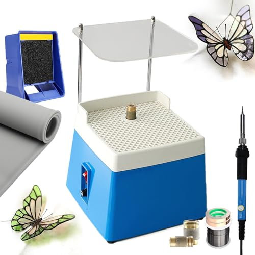XNYXLPP 9pcs Professional Stained Glass Start Up Set|Beginner Glass Diy Kit|Automatic Water Grinder Soldering Iron Kit|Smoke Absorber|potholder