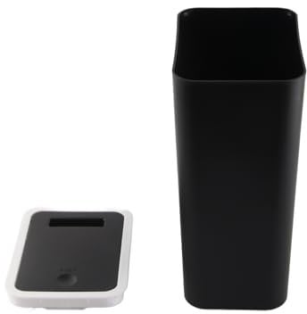 BSTCAR Cubo de Basura de Cocina, Cubos de Basura Delgados para el Hogar con Tapa a Presión, Cubo de Basura de Plástico para el Hogar, Cocina, Sala de Estar y Baño (Negro)