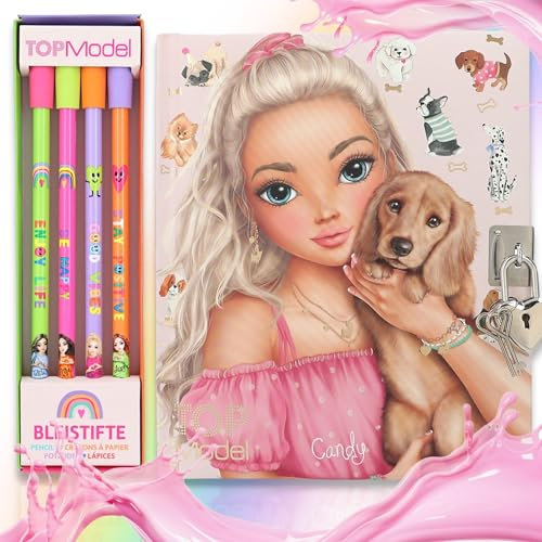 Depesche TOPModel Bleistift-Set SELFLOVE mit Radier-Topper & DOGGY Tagebuch KITTY & DOGGY – Perfekt für kreative Köpfe!