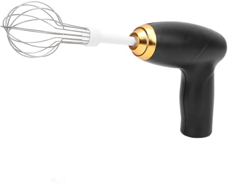 Elektrischer Handmixer mit Schneebesen, Wiederaufladbarer USB-Handmixer aus Edelstahl mit 1200-mAh-Akku, Tragbarer Küchenmixer, Leistungsstarker Mixer Zum Backen, Kochen (BLACK)