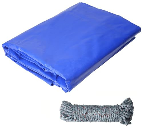COEWUR Lona Impermeable Exterior 420 g/m² Lona de Protección con Ojales y 10m Cuerda 3 x 5m Lonas Resistente a Los Rayos UV para Piscina Coche Barco Madera Muebles de Jardín (Azul)