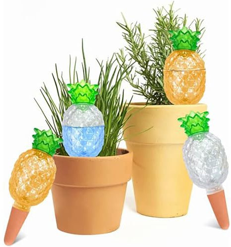 RoseFlower Confezione da 4 palline di irrigazione autoirriganti in terracotta, altezza 15,2 cm, a forma di ananas, per piante da interno