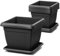 IMJ-Global Set di 5 Vasi e Sottovasi Quadrati Terra in Plastica 45x45x35 cm da Interno Esterno Colore Nero Design Classici