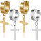 AFCJLTO 2 Paare Schmuck Creolen Kreuz, Edelstahl Kreuz Baumelnde Ohrringe,Edelstahl Klassisches Kruzifix Ohrringe Ohrstecker Ohrhänger Ohr-Piercing für Herren Damen (Gold, Silber)