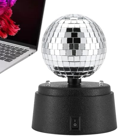 Boule Disco-Spiegellicht, Party-Spiegellicht, Boule Fête Diskokugel, kleine Discokugel mit Spiegel, rotierende Bühne, Mini-Discokugel mit Akku für Hochzeit, E