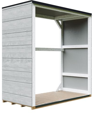 Holzschuppen für den Außenbereich 1,14 m² - 75 x 153 x H159 cm - Wetterfester Holzschuppen für den Garten - TIMBELA M980-1-TUNDRA Grey