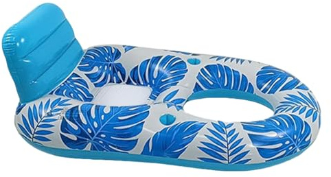 Pool Floating Lounger Aufblasbarer Liegestuhl | Bequemer Wasserschwimmersitz mit Tassenhalter, Luftmatratze für Pool, See, Strand, Hinterhof, Party