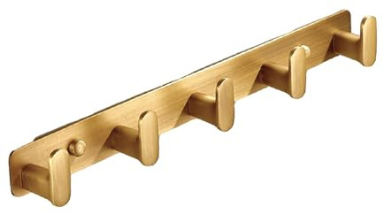 Baoblaze Coat Rack Wall Mounted Towel Hanger Organizer 5 Hooks Fashion Decorative Brass Wall Hooks for Hanging for Robes Hotel Kitchen