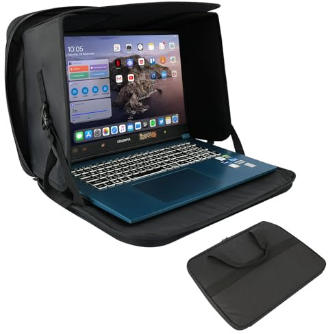 Comastbo Laptop Bag with Sun Shade for Working Outside,Protective Sleeve Case Shoulder Bag with Sun Hood Portable Shield cover fits most from 13 to 16 laptop