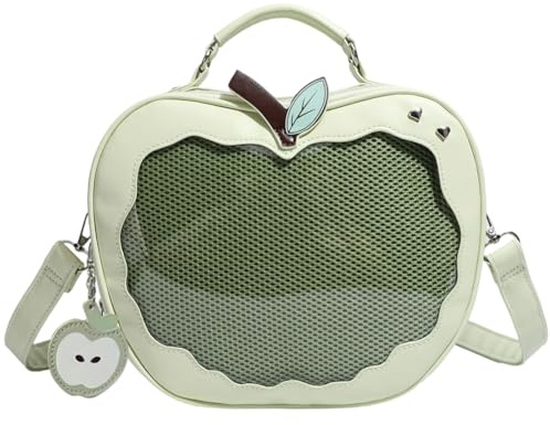Baokuan Niedliche Äpfel Ita Bag Abzeichen Pins Display Rucksack Pu-Leder Y2k Schultertasche Handtasche Mesh-Einsatz