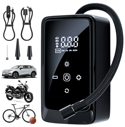 IGEAIIE Cordless Tyre Inflator Air Compressor, Portable Electric Car Tire Pump 140 PSI with Digital Pressure Gauge & Auto Shut-Off, Rechargeable for Car Tyres, Bike, Motorcycle & Balls, LED Light