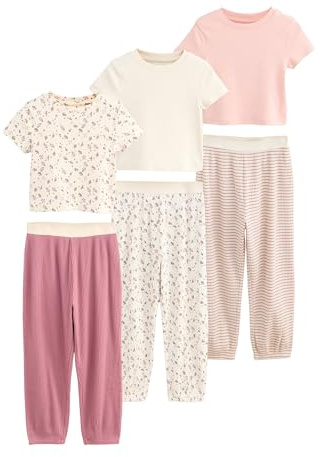 NEXT Mädchen Schlafanzug mit Jogginghose im 3er-Pack Pink Ditsy Floral 146