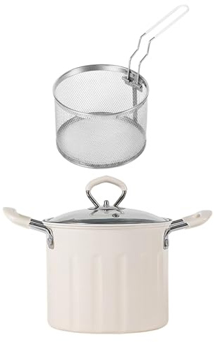 Yqqhrbm Olla para Freír Japonesa de 3L con Cesta, Sartén, Freidora, Olla para Pollo Casero, Blanco, Individual