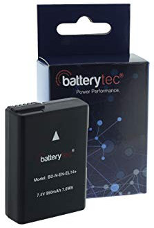 Batterytec Replacement telecamera Batteria per NIKON EN-EL14, D3300 D3400 D5300 D5500 D5600 D3200 D5200 D5100 D3100 D3S Df, P7000 P7100 P7700 P7800