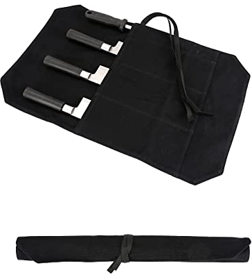 HERSENT Knife Roll - Portable Chef's Knife Bag with 4 Slots, Travel Case for Culinary Enthusiasts