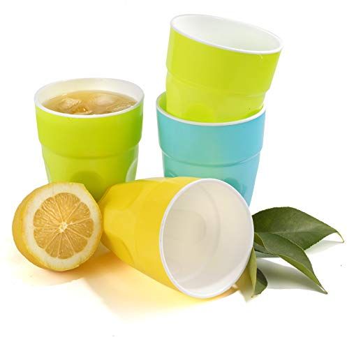Maxi Nature Plastic Cups Set of 4 (400 ml) - Microwave, Dishwasher & Freezer Safe Glasses - Unbreakable, Lightweight, Durable Plastic Drinking Cups - Use for Juices, Water, & More