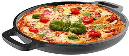 Classic Cuisine Gusseisen Pizzablech -13.25 Vorgewürzte Pfanne zum Kochen, Backen, Grillen, langlebig, gleichmäßig erhitzendes Küchen-Kochgeschirr, (82-KIT1089)