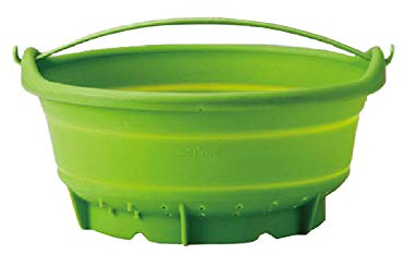 Mastrad - Scolapasta e cestello per Vapore Retrattile, Verde, 24 cm