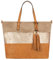 CRAZYCHIC - Sac à Main Paillette Femme - Cabas Fourre-Tout Cuir PU Souple - Sac Porté Epaule Bandoulière Patchwork Multicolore Grande Capacité - Ville Shopping Cours Travail Plage - Marron Camel