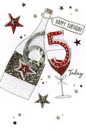Happy Birthday 65th Birthday Greeting Card Hand-Finished Champagne Range Cards