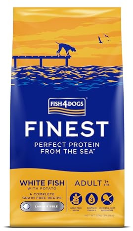 Fish4Dogs Finest White Fish and Potato Dog Food | Natural, Hypoallergenic Dog Food | Great for Dogs With Allergies | Rich in Omega 3, 6 and 9 (Large Kibble - 12kg)