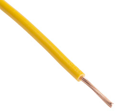 RS PRO Single Core Cable 1.5 mm², 15 AWG 100 m Yellow PVC Insulated Diameter 3.4 mm 30/0.25 mm Strands 2491X, Pack of 100 Metres