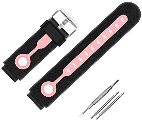 Coholl Kinder Smartwatch Telefon Ersatzbänder 16mm, kompatibel mit PTHTECHUS AGPTEK INIUPO MeritSoar Tech XPLORA Silikon Armband, Mädchen Jungen Student Geschenk,Schwarz-Pink