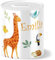 OWLBOOK® Safari Giraffe Kinder Spardose Personalisiert mit Namen Geschenke Geschenkideen für Kinder Baby Junge Mädchen zum Geburtstag Einschulung Taufe Geburt Sparschwein