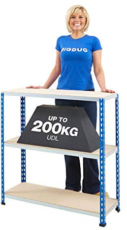 BiGDUG 3 Tier 915mm Shelving Chipboard Shelves Garage Storage (915h x 915w x 305d mm)