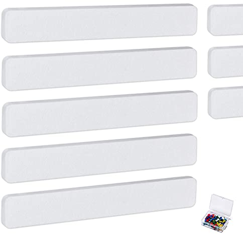HyFanStr 8 pièces Tableau d‘affichage en Feutre, Tableau Liege Mural Tableau Liège avec 40 Punaises, Auto-adhésif Pin Board Panneau Liege Bureau Décoration 33x5cm Blanc
