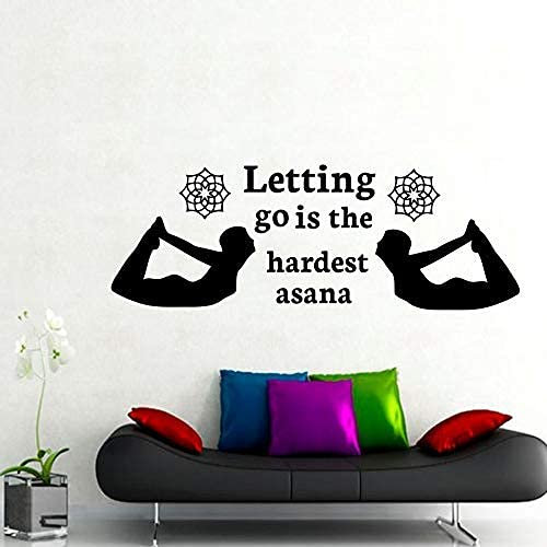 Loslassen Ist Der Schwierigste Asana Yoga Wandaufkleber Wohnzimmer Vinyl Abnehmbare Gumnast Silhouette Home Decor 59X21Cm