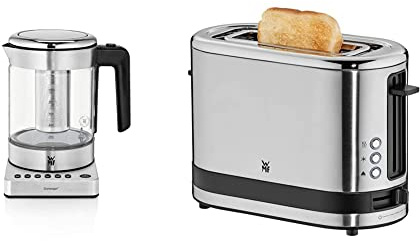 WMF Küchenminis 2 in 1 Vario Wasserkocher mit Temperatureinstellung, 1,0l, 1900 W & Küchenminis 1-Scheiben Toaster Langschlitz XXl-Toast Brötchenaufsatz 7 Bräunungsstufen Überhitzungsschutz 600W