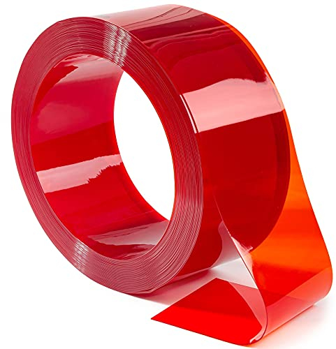 ANRO Streifenvorhang Lamelle Lamellenvorhang Weich-PVC Meterware 2mm 100x20cm Rottransparent