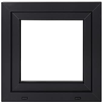 Komforta Finestre bianco/antracite – tutte le dimensioni (larghezza x altezza) 900 x 900 mm – finestra del garage/giardino finestra in PVC (larghezza x altezza) 90 x 90 cm 3 vetri DIN rotazione