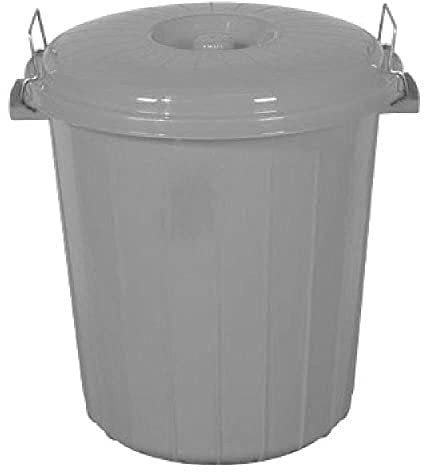 Muddy Hands Plastic Bin Indoor Kitchen Outdoor Garden Rubbish Waste Recycling Dustbin Animal Feed Pet Food Storage (Grey, 50 Litre)