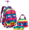 Egchescebo Carrello Porta Zaino Trolley Scuola Media Elementare Astuccio Bambina Trolley Ragazza con Ruote per Zaino Lunch Box,3PCS Borsa a Rotelle per Ragazza con Gioco a Cuore