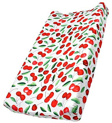 Baby Floral Windel Wickelunterlage Cradle Matratze Wickelauflagen, Säugling Stretchy Stoff Wickeltisch Abdeckung Wickelunterlage Baby Nursery Windel Wickelunterlage 32''X 16 '' (Kirsche)