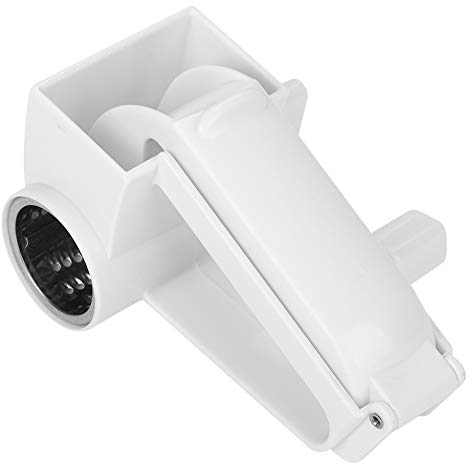 Rotations-Käsereibe, Edelstahl, Manuelle Geschwindigkeit, Allesschneider, Nussmühle, Gemüseschneider, Schredder für Käsesalat(Weiß)